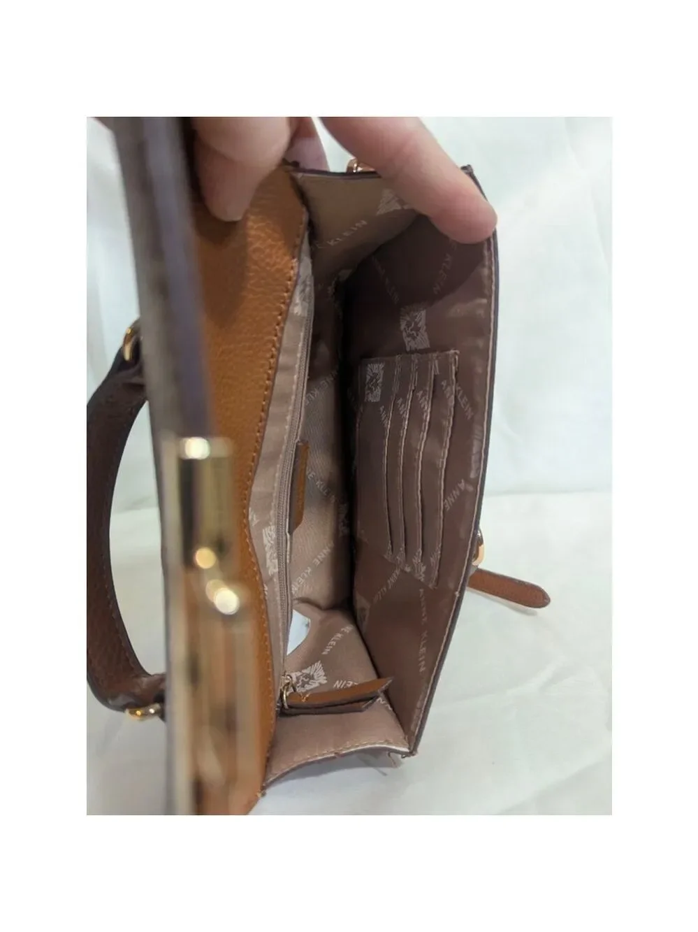 Anne Klein Logo Crossbody Convertible Shoulder Bag Brown Tan - Picture 10 of 13